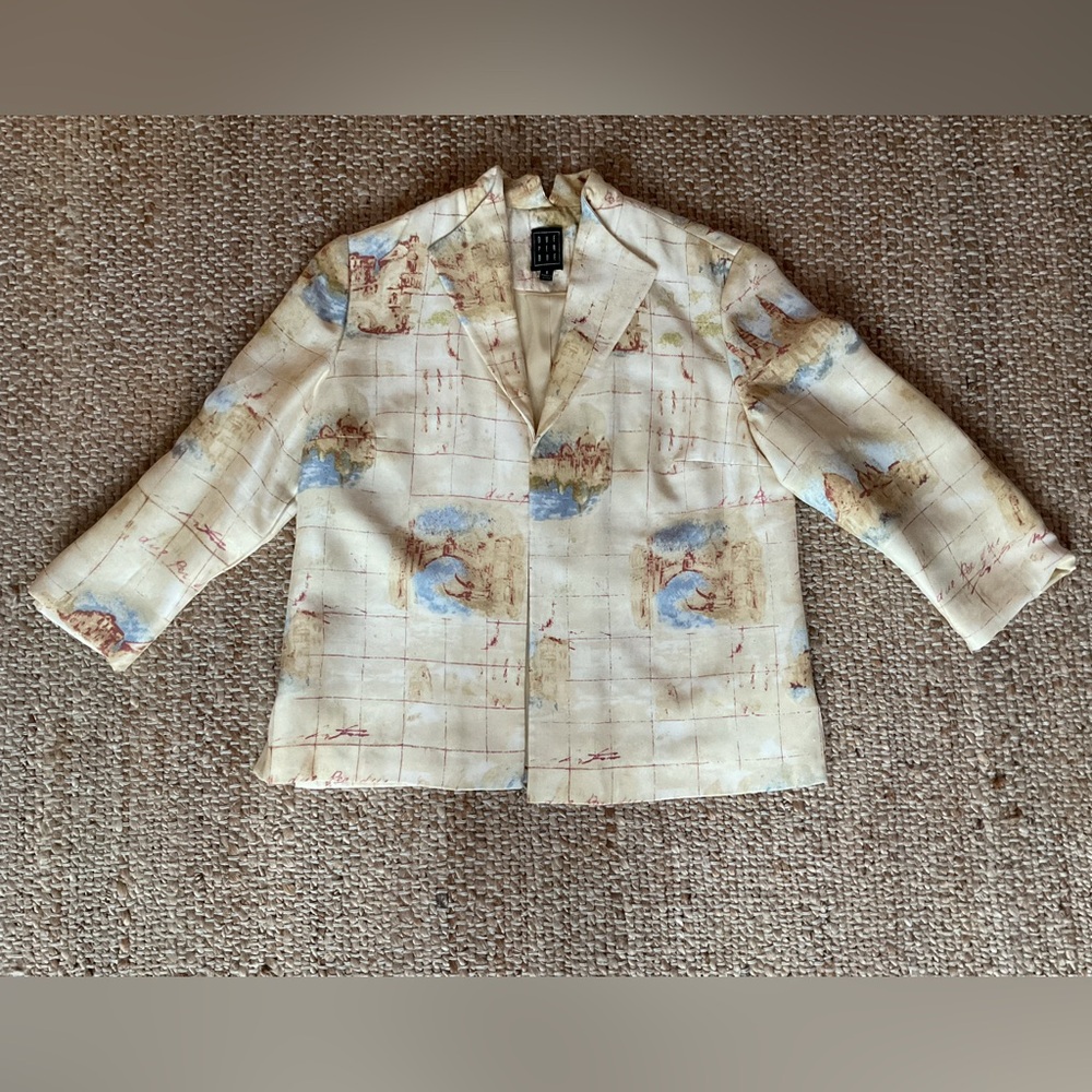 Due Per Due map print/ butter yellow silk S6 jacket